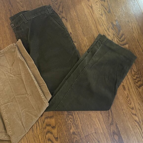 (2) L.L. Bean corduroy pants standard fit; ORVIS corduroy pants brown 38 X30 men - Picture 3 of 9